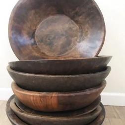 Antique Wooden Chapati Bowls Polished image