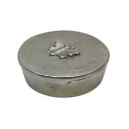 Round Silver Box with Bee Design  image